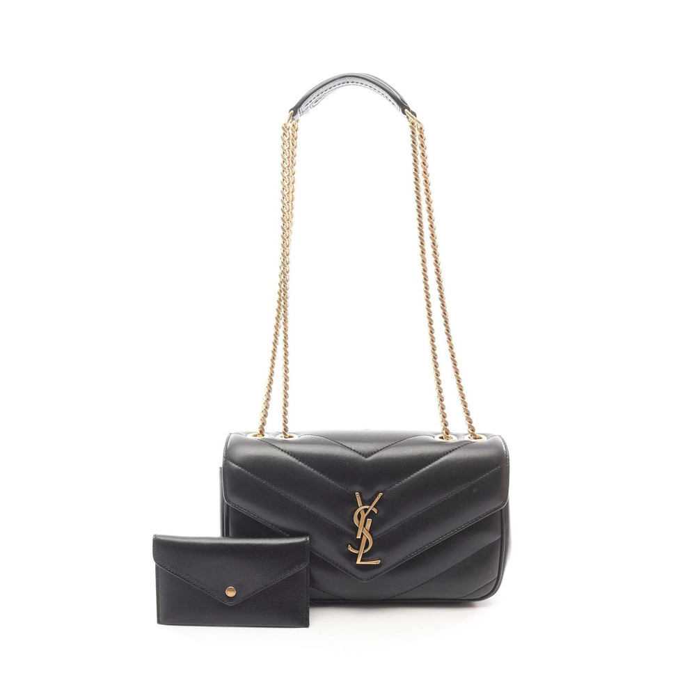 Saint Laurent Paris Loulou Leather Shoulder Bag Black
